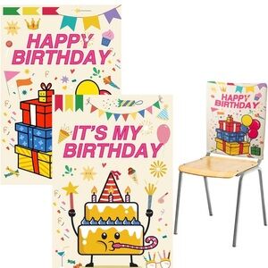 Happy Birthday Disposable Chair Back Covers - Pink Celebration Design
